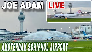 🔴 LIVE at Amsterdam Schiphol Airport  WATER CANON SALUTE FOR KLM F1 [upl. by Arytahs]