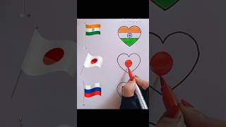 Flag Drawing🇮🇳🇯🇵🇷🇺  Independence Day Drawing art trending drawing shorts viral short [upl. by Ahseet]