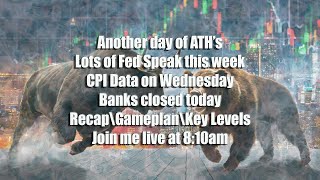 Another day of ATH’s on FridayLots of Fed Speak this weekCPI Data on WednesdayBanks closed today [upl. by Nuawaj]