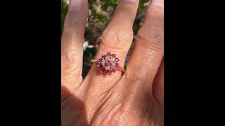 Vintage Diamond Flower Cluster Ruby Ring in 10K Gold [upl. by Roselle]