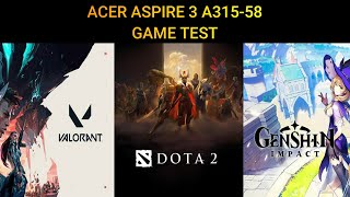 ACER ASPIRE 3 A31558 GAME TEST [upl. by Ennayllek797]