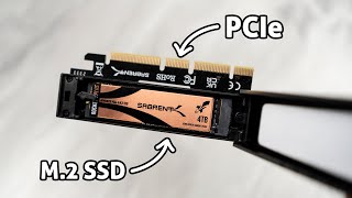 M2 NVMe SSD to PCIe x16 Tool Free Add In Card AIC  ECTFPE [upl. by Aidualk]