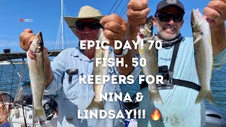 EPIC DAY Over 70 fish 50 keepers for Nina and Lindsay Red hot fishing 🔥🔥 [upl. by Ssecnirp]