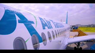 Air Tanzania A220300 takeoff from Mwanza Airport [upl. by Kerril785]