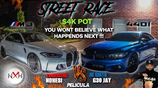 INSANE STREET RACE TEAM NOHESI BMW G80 M3 VS BMW 440 F32 WHAT A RACE [upl. by Eislek]