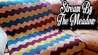 Easy Crochet Ripple Blanket Tutorial  Stream By The Meadow [upl. by Asatan]