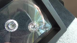 Moissanite Vs Cubic Zirconia 12mm Round Brilliant amp Portuguese cuts [upl. by Negaem]