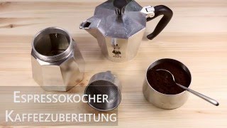 Kaffeezubereitung mit dem Espressokocher  Mokakanne [upl. by Aihsilef]