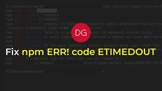 Fix npm ERR code ETIMEDOUT [upl. by Ladin234]