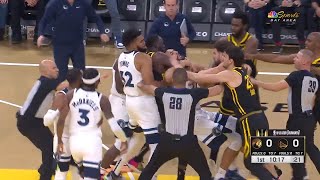 Klay ThompsonampDraymond Green vs Jaden McDanielsampRudy Gobert FULL FIGHT EJECTIONS [upl. by Otte]