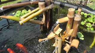 Bird scarer Shishi Odoshi Fountain made of bamboo using my panasonicHDCSD90 [upl. by Gilder110]