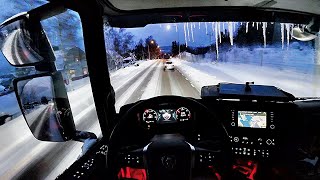 POV Driving Scania 530S V8  The road along Gulf of Bothnia [upl. by Heilman664]