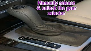 How to manually release ampunlock gear selector in case drained battery  Mercedes Benz CclassW204 [upl. by Stoeber]