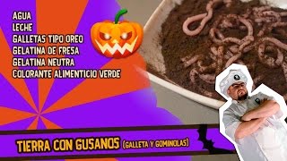 Tierra con gusanos Trampantojo  Receta Halloween [upl. by Yltnerb363]