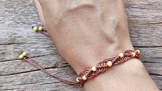 Como fazer Pulseira Macrame Simples com Miçangas Tutorial Passo a Passo  Criativa Macrame ✨☺️🖐️ [upl. by Ttezil]