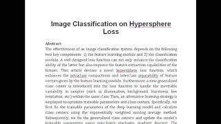 Image Classification on Hypersphere Loss [upl. by Lednew]