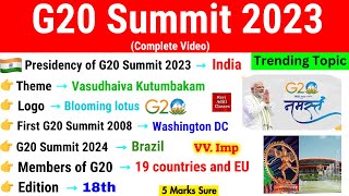 G20 Summits 2023  G20 Shikhar Sammelan 2023  G20 Current Affairs 2023 Updated  G20 Questions [upl. by Ardiedak709]