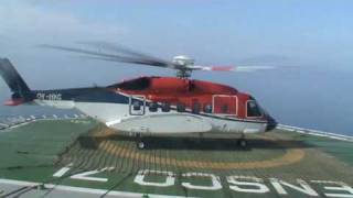 CHC Sikorsky S92 helicopter landing on Ensco 71 drilling rig [upl. by Adlesirc]