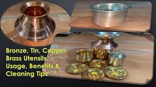 Tips on Traditional Cookware Utensils Benefits amp Cleaning  Bronze Copper Brass Tin vessels [upl. by Maxa]