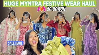 HUGE MYNTRA FESTIVE WEAR KURTA SET HAUL MYNTRA SALE HAUL GET 5080OFF😍  myntra haul [upl. by Poole]