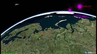 COMSPOC engagement and fragmentation depiction of 15 Nov 2021 Russian ASAT intercept of COSMOS 1408 [upl. by Novert]