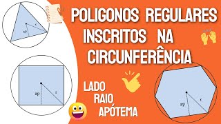 Aula 13  Polígonos regulares inscritos na Circunferência relações entre lado raio e apótema [upl. by Los]