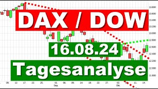 DAX DOW Jones Analyse Charttechnik ✯ Tagesausblick ✯ Chartanalyse für den 16082024 Aktien Prognose [upl. by Birchard967]