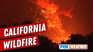 Watch Crews battle intense flames as Californias Line Fire continues to devour landscape [upl. by Navek]