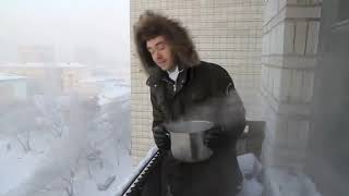 Instant vapor  Boiling water freezes instantly in Siberia [upl. by Nahsyar]