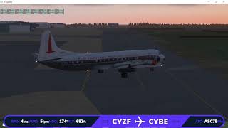 XPlane ICE PILOTS Douglas DC6 Lockheed Electra from CYZF Yellowknife Airport to CYBE Uranium City [upl. by Anifares713]