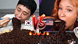 Korean VS American MUKBANG Ghost Pepper Noodles  SPICIEST NOODLE EVER EXIST 🌶️🥵🔥🔥🔥 [upl. by Dyna699]