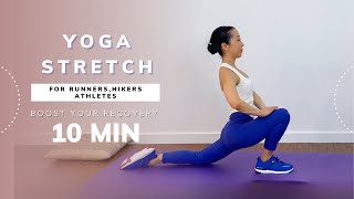 10 Min Yoga for Runners Hikers Post Workout Friendly Stretches All Levels [upl. by Claybourne]