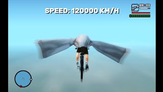 What happens when you fly a bicycle at 150000 kmph in Gta San Andreas [upl. by Ycats]