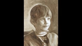 1st glaze Portrait painting tutorial grisaille technique how to paint [upl. by Emilie]