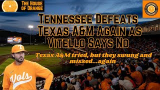 Tennessee Baseball Tennessee Defeats Texas AampM Again as Tony Vitello Says No [upl. by Iew]