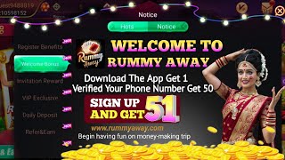 New Rummy Earning App Today l Rummy Bonus 50 Rupees Free l New Rummy App [upl. by Awad230]