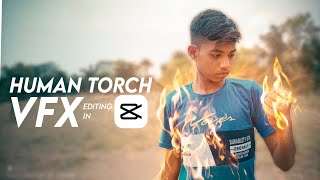 Superhero Human torch fire VFX editing tutorial in Capcut in Hindi  Mobile VFX Editing  capcut [upl. by Esirtal]