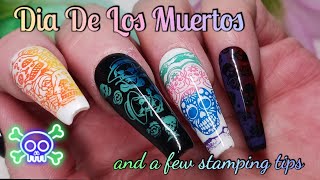 Dia De Los Muertos Nails  Some Stamping Tips [upl. by Muriel812]