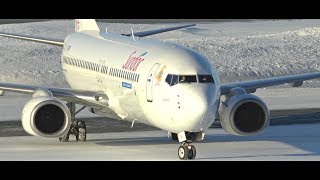 Sundor EL AL Boeing 737800 Landing at Wintry Rovaniemi Airport [upl. by Dola]