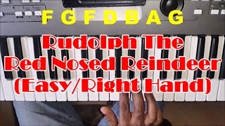 Rudolph The Red Nosed Reindeer Easy Piano Tutorial  Right Hand Notes [upl. by Elpmid]