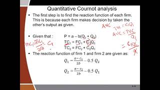 Oligopoly Video 2 Cournot model analysis [upl. by Noraf341]