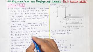 242 Numerical 1 Part 1Bell crank LeverDesign against static loading [upl. by Anna-Diana507]