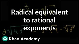 Radical equivalent to rational exponents  Algebra I  Khan Academy [upl. by Claudie]