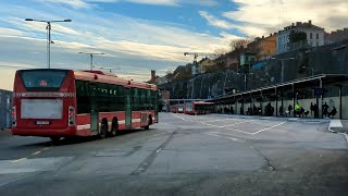 Stockholm Slussen provisorisk bussterminal för bussar mot Nacka och Värmdö Text subtitles [upl. by Teloiv758]