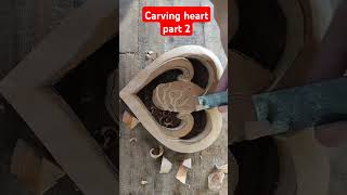 Wood carving heart part 2 woodcarving woodworking tutorial [upl. by Amil]