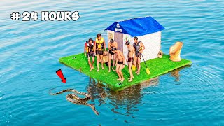 Living 24 Hours In Floating House On Water  Challenge [upl. by Nazus]