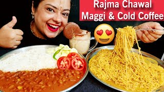 EATING RAJMA CHAWAL MAGGI COLD COFFEE 😜 No Onion Garlic Mukbang [upl. by Spencer592]