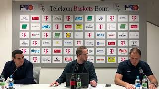 Pressekonferenz Telekom Baskets Bonn vs HAKRO Merlins Crailsheim 29102023 [upl. by Newsom916]