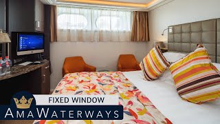 AMA Serena  Fixed Window Stateroom Tour amp Review 4K  AMA Waterways River Cruise Category DE [upl. by Okiram]