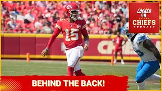 Chiefs Mahomes Completes Behind the Back Pass Drop Game 2423 LIVE [upl. by Yaniv962]